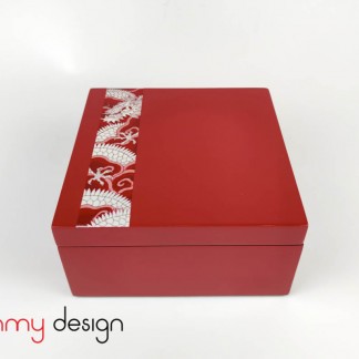 Red square lacquer box with dragon pattern 16*H8